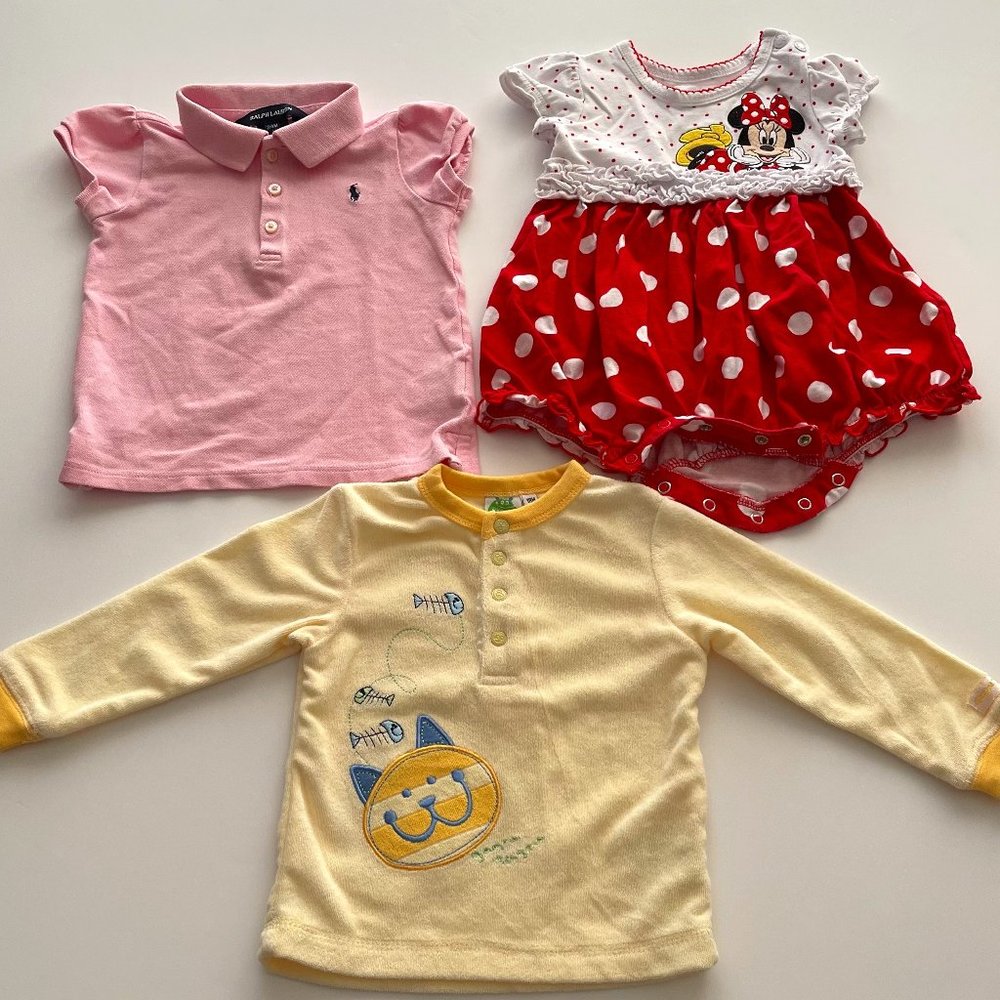 Lot of 3 DISNEY PARKS, RALPH LAUREN, GAGOU TAGOU baby toddler 12 - 24 months